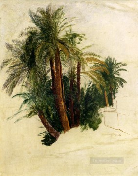  trees Art Painting - Study Of Palm Trees Edward Lear